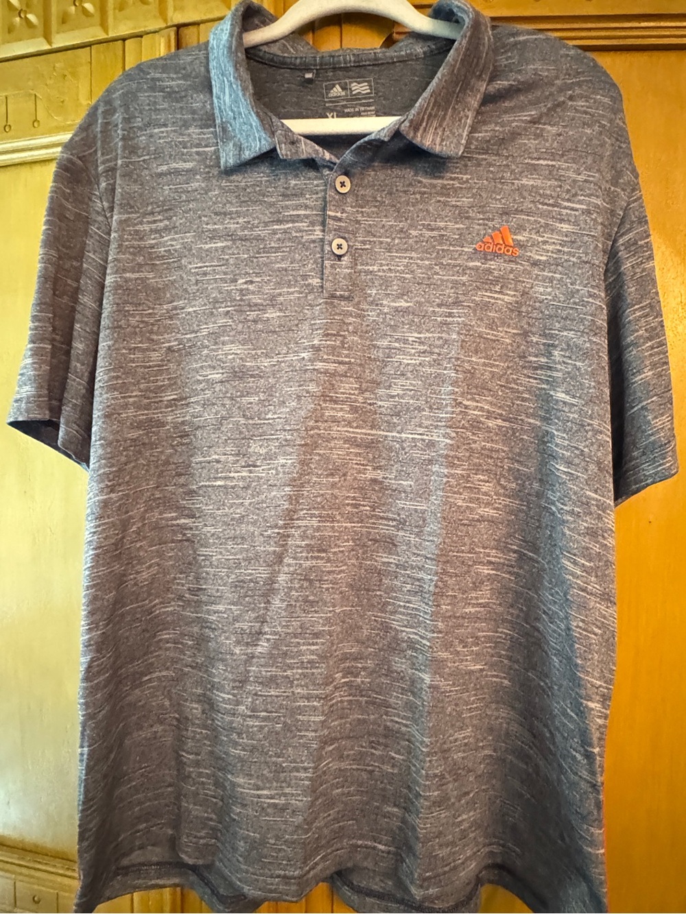 Adidas Golf Polo Shirt L/XL GrayBlue Heather Performance Short Sleeve Logo Vacay